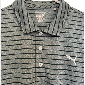 PUMA Men's Fairweather Polo Shirt Irish Green Striped, Drycell, Size Large